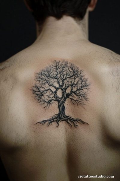 Meaning of tree of life tattoo with roots and the delicate specialty of fineline tattoos.