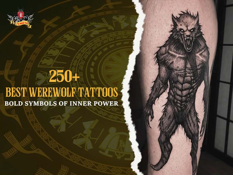 Realistic werewolf tattoo full beast muscular snarling thigh leg, bold werewolf tattoo
