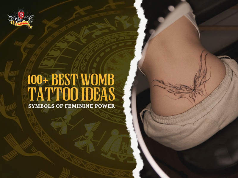 Womb tattoo black linework flowing feather design lower stomach, feminine womb tattoo ideas