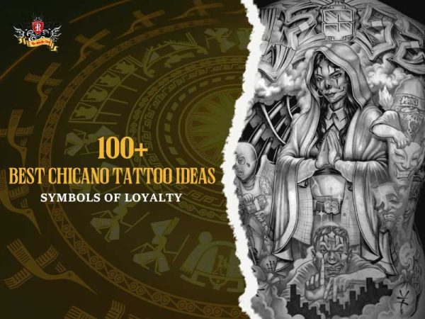 Chicano tattoo with praying woman, lowrider and clown masks on back, traditional chicano tattoo ideas