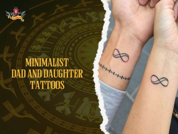 Minimalist dad daughter tattoo with infinity symbol and small chain on matching wrists