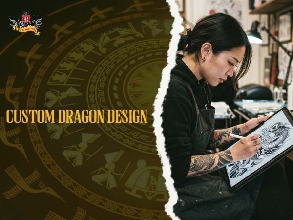 Female tattoo artist creating custom Japanese dragon design on tablet at Rio Tattoo Studio, japanese dragon tattoo ideas