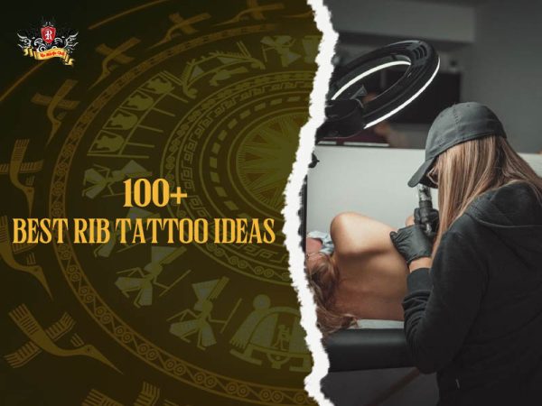 Professional female tattoo artist working on rib tattoo with ring light in studio, rib tattoo ideas
