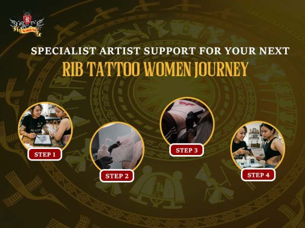 Step-by-step guide for women’s rib tattoo process including consultation, design, tattooing and aftercare, rib tattoo ideas