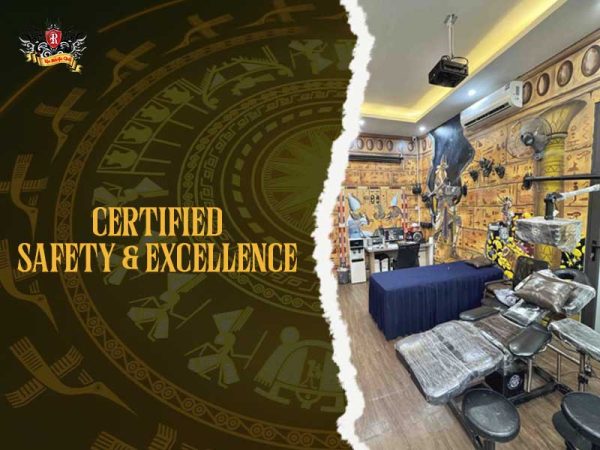 Certified safe tattoo studio environment for proper tattoo healing process and aftercare, tattoo healing process