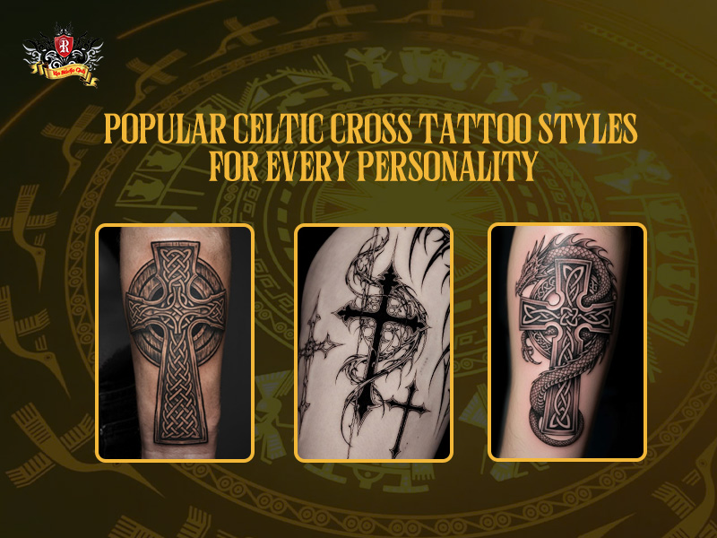 Comparison of traditional black and grey tribal and Viking Celtic cross tattoo.