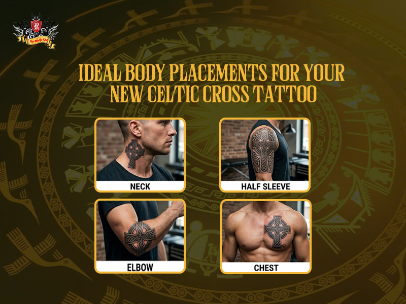 Best body placements for a Celtic cross tattoo on arm, back, and chest.