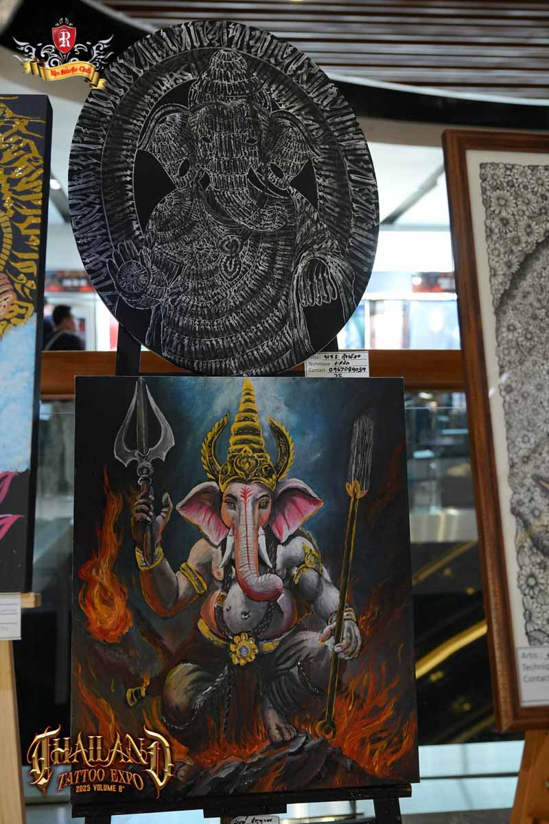 Tattoo Artist Anh Duc displaying his original artwork at Thailand Tattoo Convention exhibition