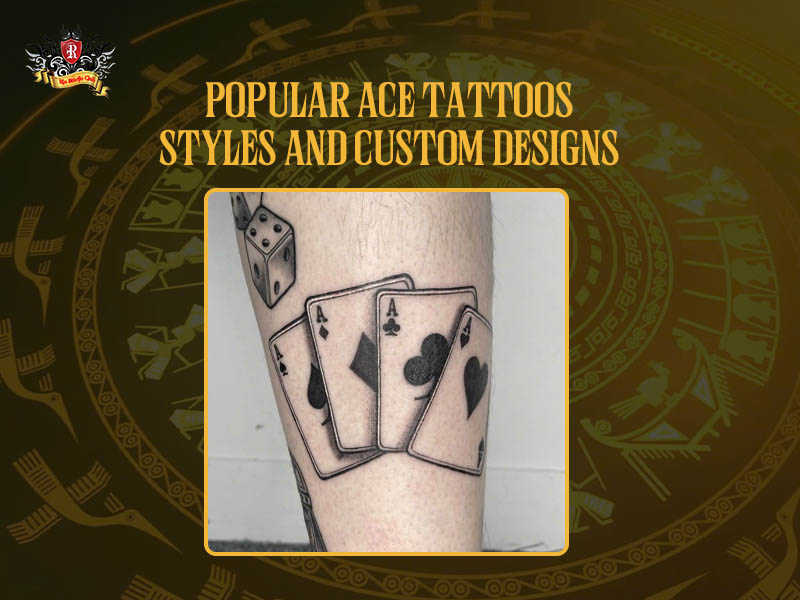 Four suits of cards design featuring popular ace tattoos styles.