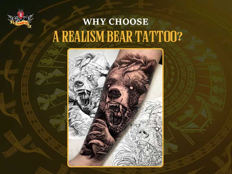 Sharp realism bear tattoo with detailed fur and soulful eyes.
