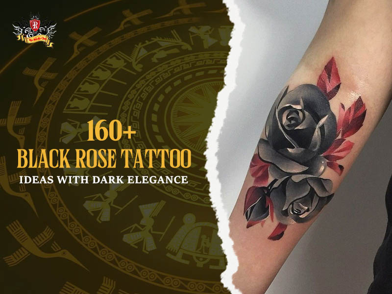 Stunning collection of elegant dark black rose tattoo designs.