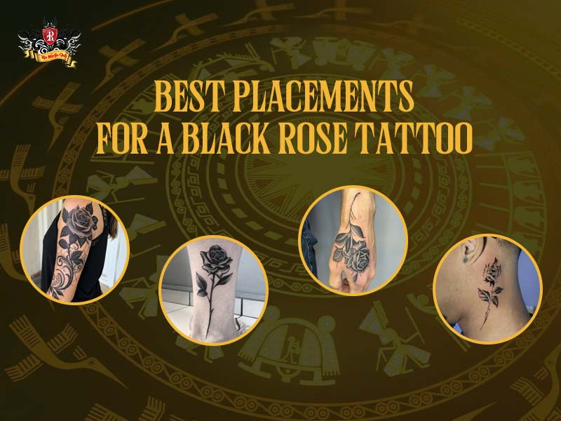 Grid of sleeve, wrist, ankle, and neck black rose tattoo placements.