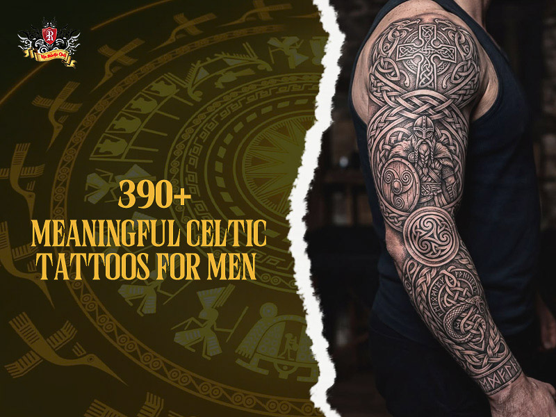Detailed sleeve Celtic tattoos for men.