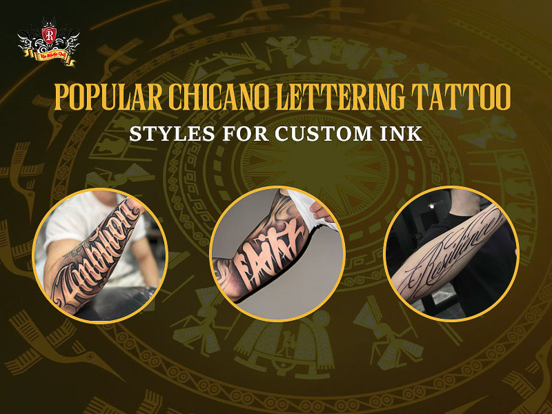 Various styles of custom chicano lettering tattoo art.