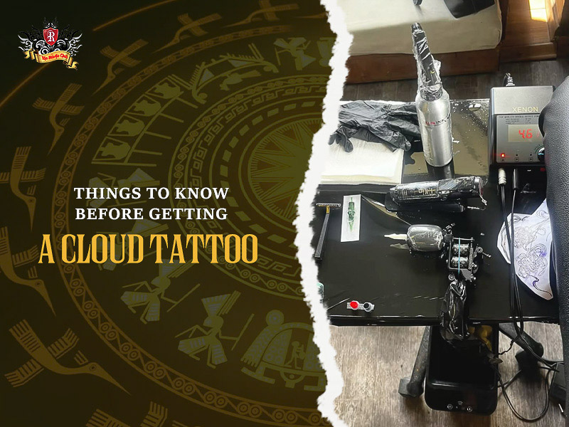 Sterile tattoo equipment for a safe clouds tattoo.