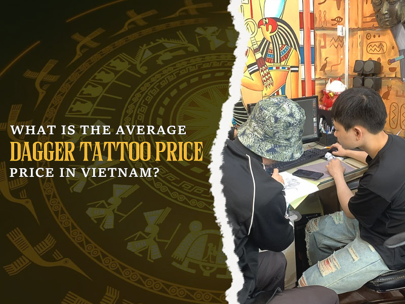 Professional consultation for a custom dagger tattoo design.