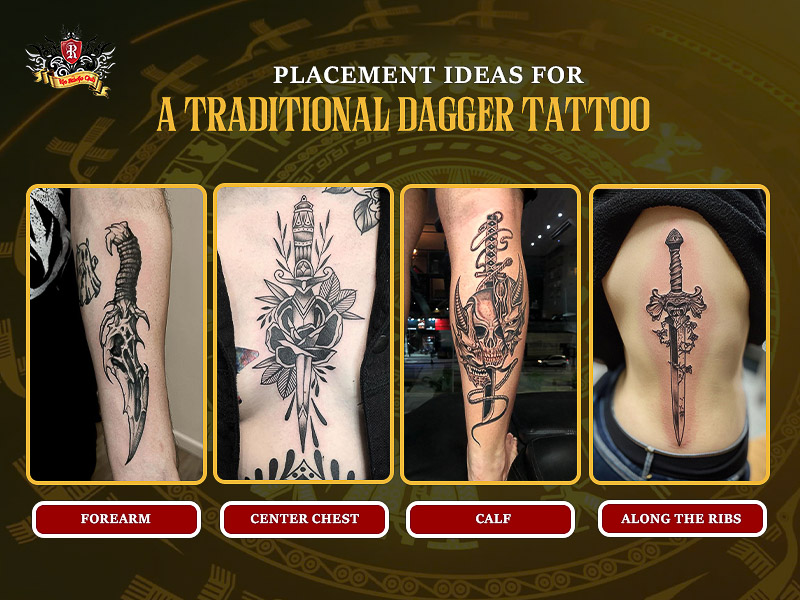 Best placement ideas for a traditional dagger tattoo.