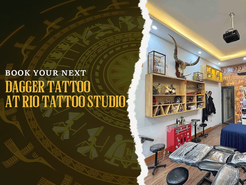 Professional studio environment for your next dagger tattoo.