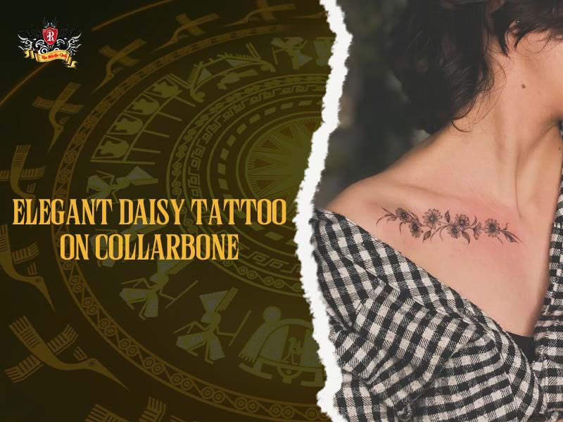 Elegant daisy tattoo on collarbone for women at Rio Studio