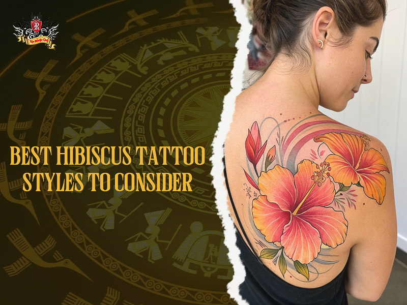 Stunning hibiscus tattoo showing intricate shading and details.