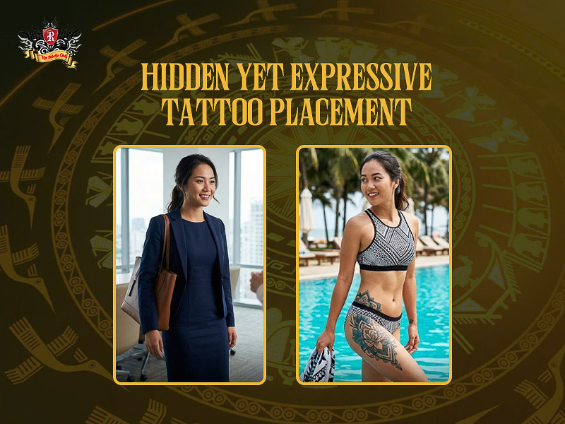 Versatile hip tattoo style: Hidden yet expressive design.