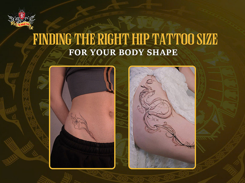 Comparing sizes for the perfect hip tattoo for women.