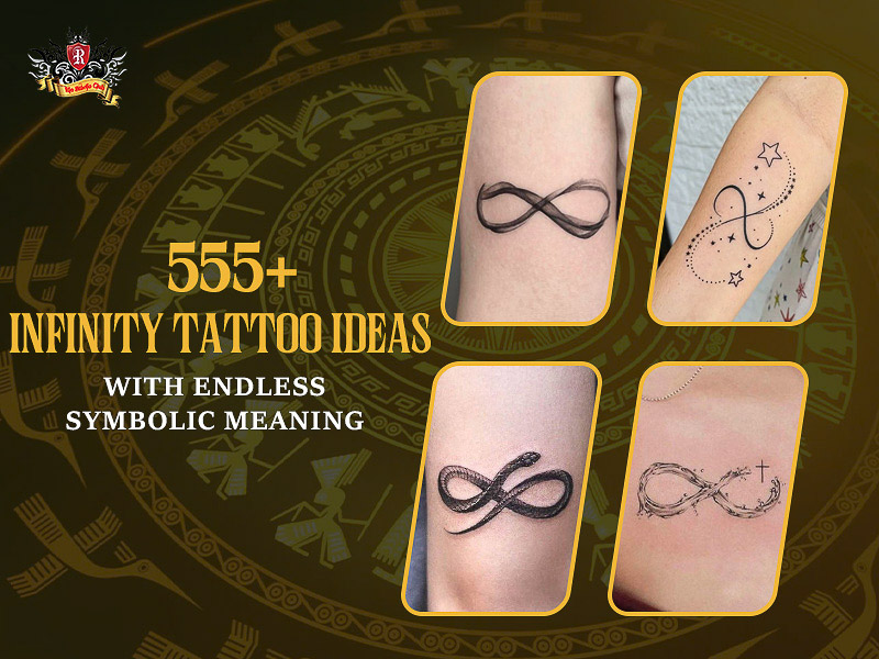 Collection of 4 artistic and elegant infinity tattoo designs.