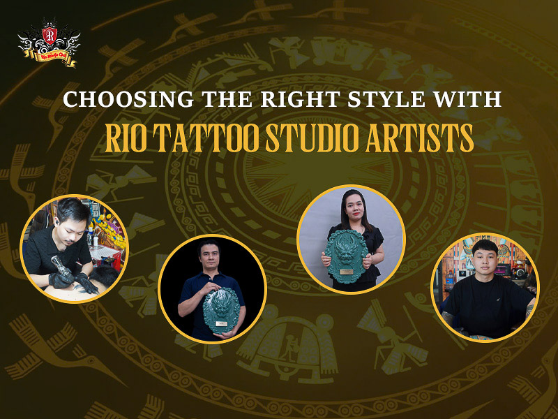 Expert artists creating a custom infinity tattoo design.