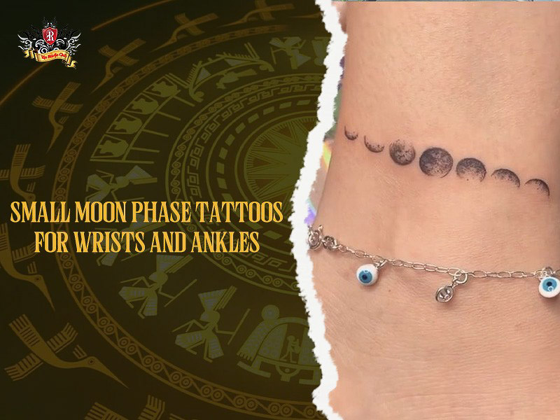Small moon phase tattoo on ankle.