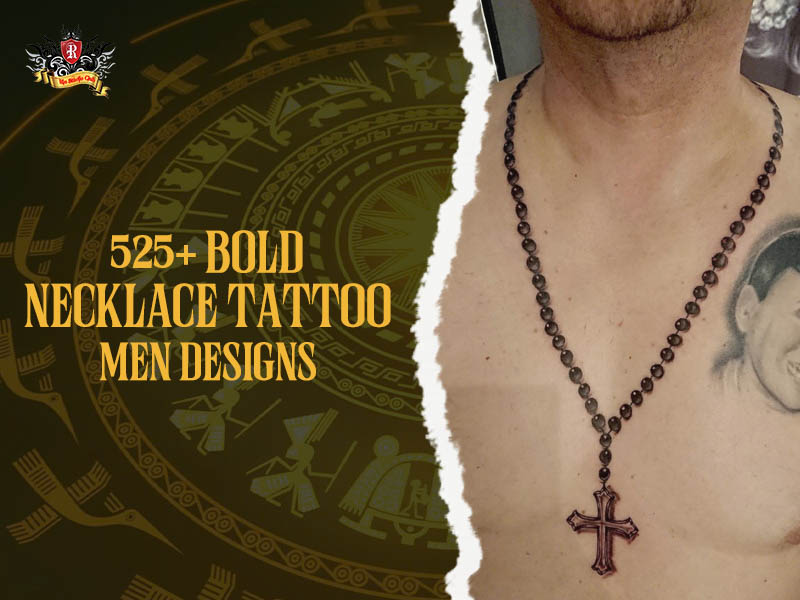 Collection of bold necklace tattoo men designs in various styles.