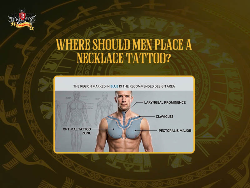 Best placement ideas for a mens necklace tattoo on neck and chest.