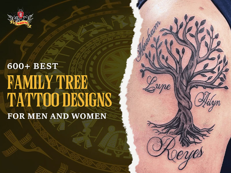 Sharply detailed family tree tattoo design for men and women.