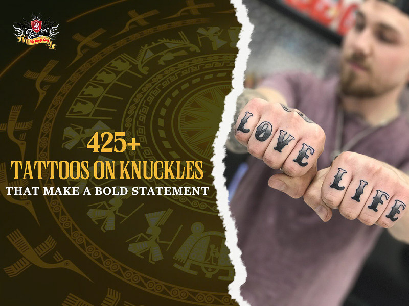 Bold and artistic tattoos on knuckles design.