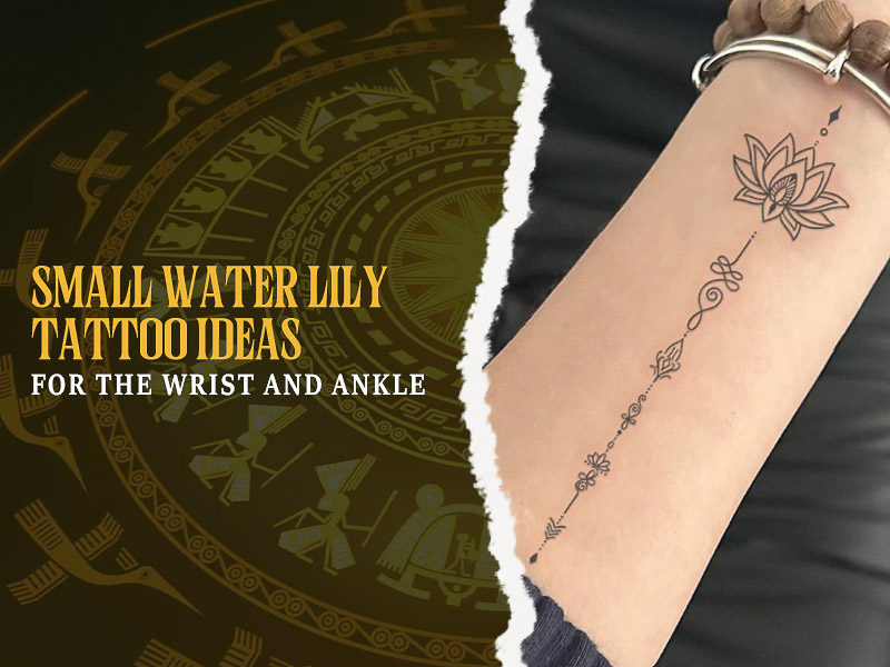 Small water lily tattoo on wrist and ankle.
