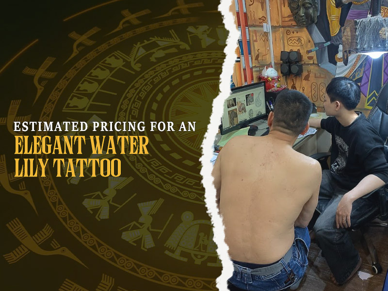 Professional consultation for water lily tattoo.