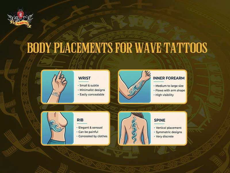 Popular and creative body placements for a minimalist wave tattoo