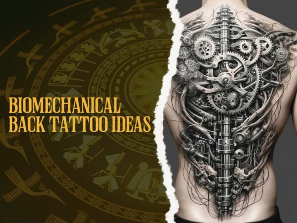 ntricate 3D mechanical piston and shock absorber tattoo artwork.