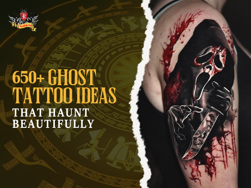 Artistic banner showcasing high-end ghost tattoo designs with typography.