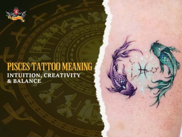 Intricate dual fish pisces tattoo representing the zodiac symbol with elegant shadin