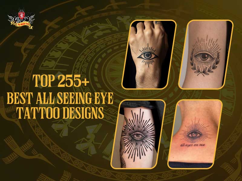 Four diverse styles of an all seeing eye tattoo design showcase featured at Rio Tattoo Studio.