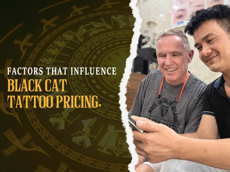 Professional consultation for black cat tattoo.