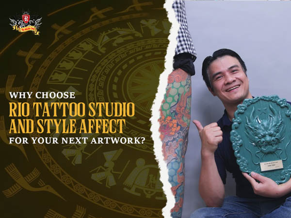 Award-winning Rio Tattoo Studio artist proving credibility for custom masterpieces like a blessed tattoo.