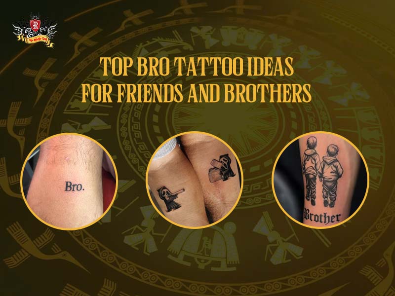 Minimalist lines, gaming symbols, and traditional crest bro tattoos styles shown at Rio Tattoo Studio.