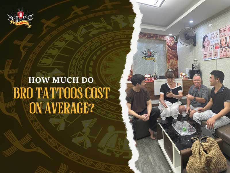 Friendly staff consulting a foreign tourist group about bro tattoo costs at Rio Tattoo Studio reception desk.