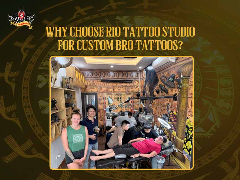Famous artists crafting a custom bro tattoo in a clean, medical-standard space at Rio Tattoo Studio.