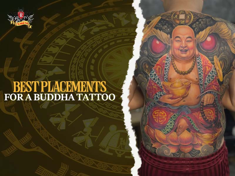 Male client showing a large back Buddha tattoo with surrounding clouds at Rio Tattoo Studio.