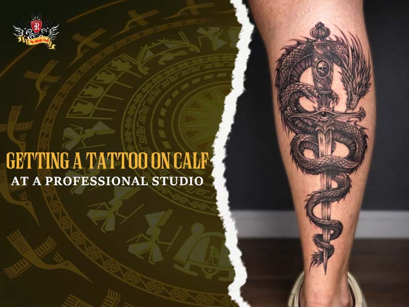 Client showing their unique calf tattoos at a professional studio like Rio Tattoo Studio.