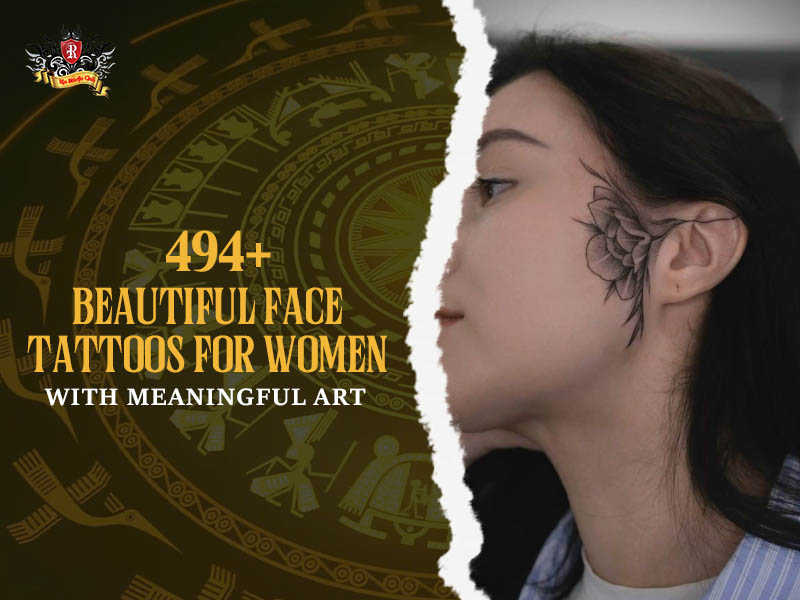 Cinematic close up of a Western woman with elegant fineline face tattoos for women on her cheekbone at Rio Studio.