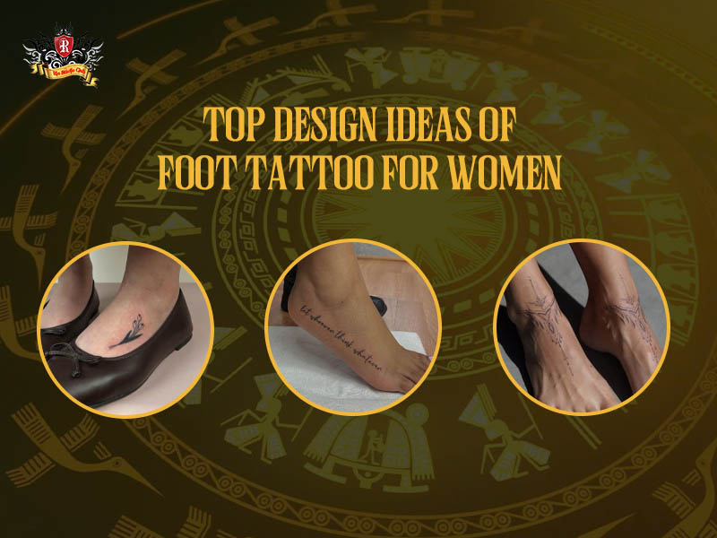 Mini flower, geometric, and script layout showcasing trending feet tattoos for ladies at Rio Tattoo Studio.