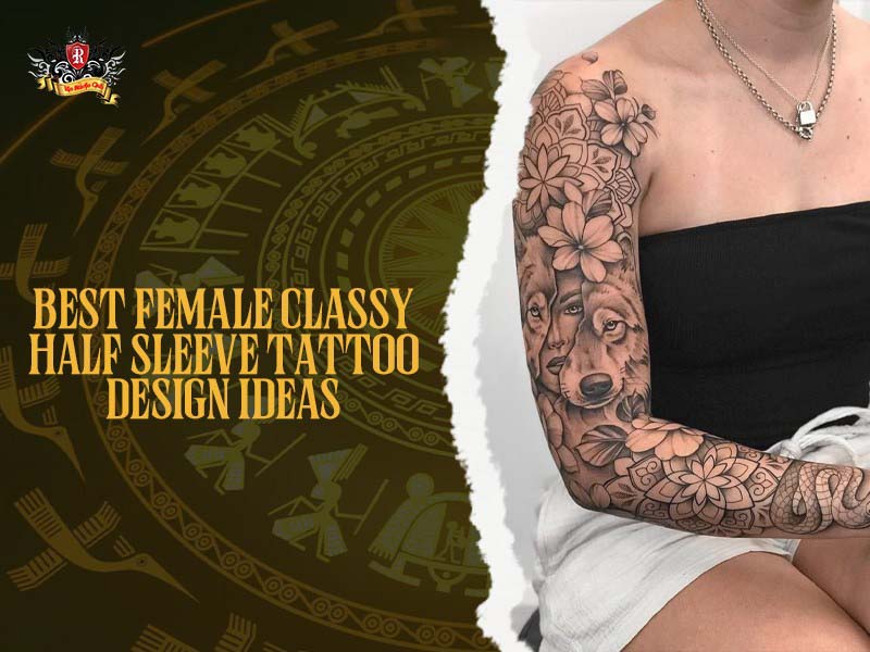 A minimalist linework and dotwork half sleeve tattoos for women on a female arm at Rio Tattoo Studio.